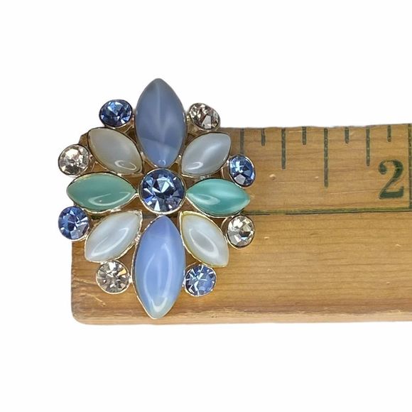 Signed LC MOONSTONE Like Multicolor Pin Brooch - Picture 7 of 7